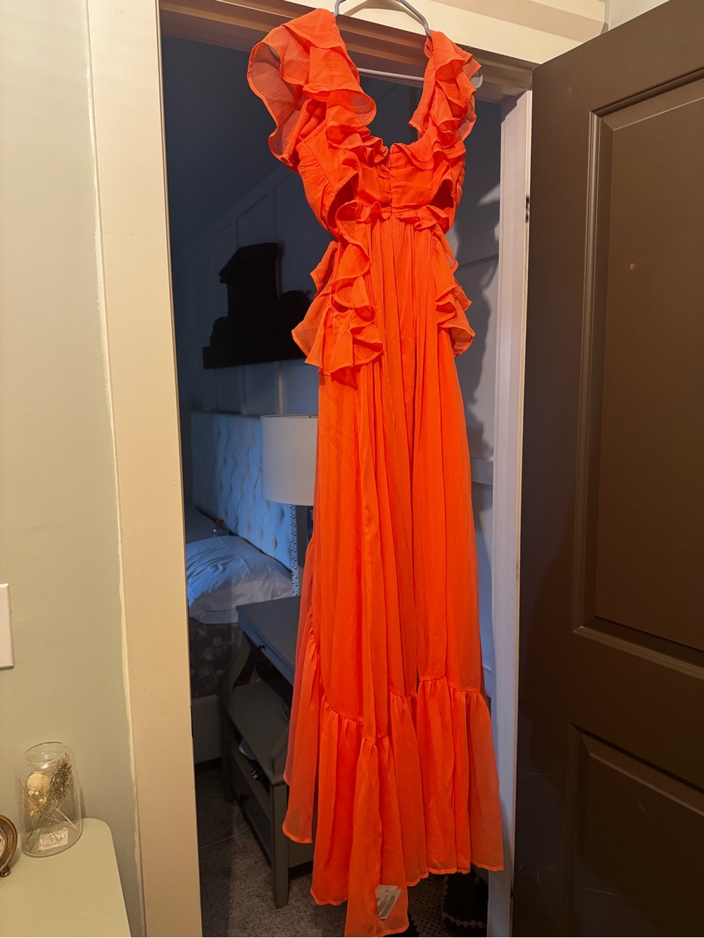 ASOS Coral Ruffle High-Low Maxi Dress - Picture 2 of 5